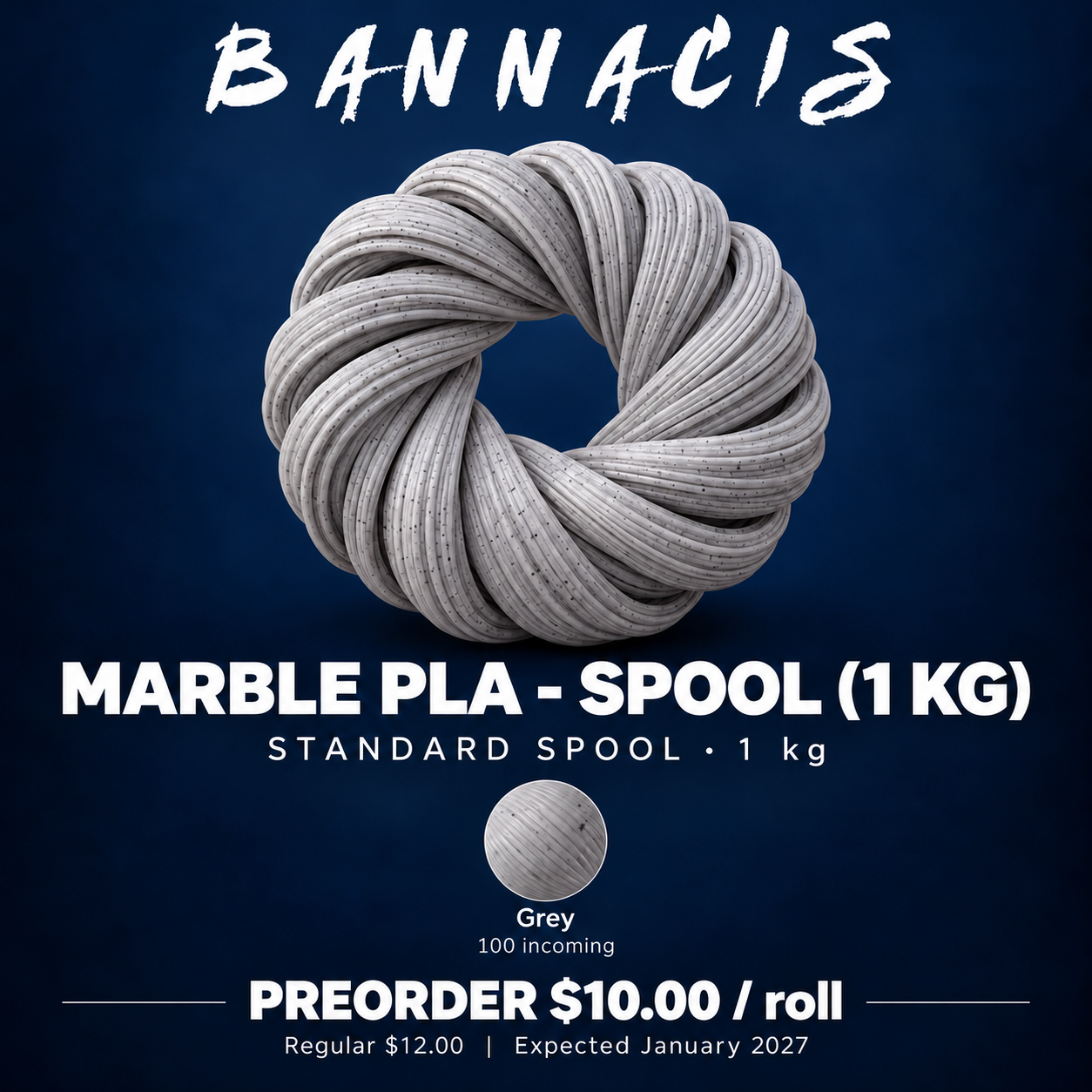 Bannacis Marble PLA - Spool (1 kg) — Preorder